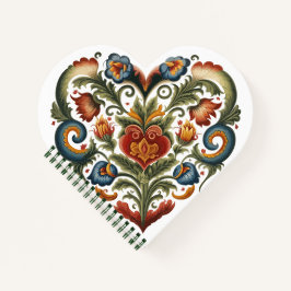Cuaderno Corazón de Arte Popular Rosemaling noruego