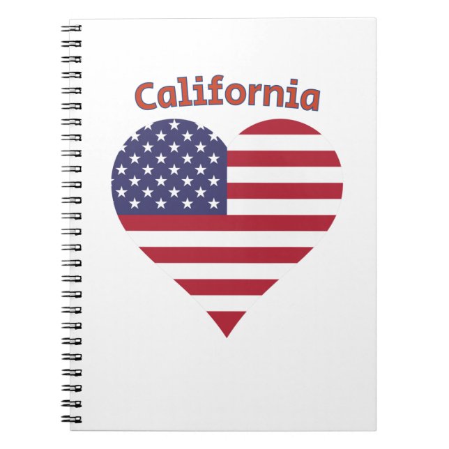 Cuaderno Corazón de Bandera Americana de California (Frente)