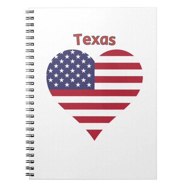 Cuaderno Corazón de Bandera Americana de Texas (Frente)