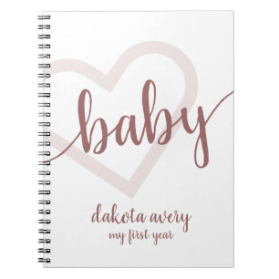 Cuaderno Corazón de Bebé   Rosa del desierto Taupe Flourish