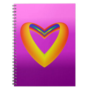 Cuaderno Corazón de colores de arcoíris con fondo degradado