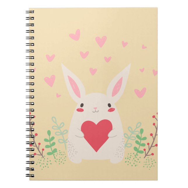 Cuaderno Corazón de conejo lindo San Valentín (Frente)