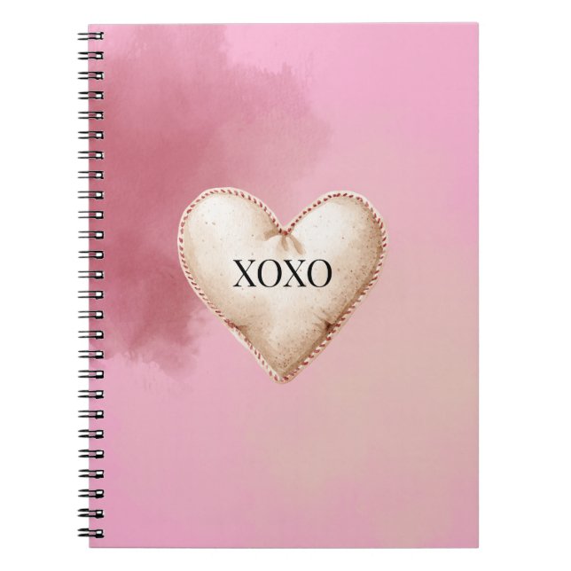 Cuaderno Corazón de crema rosa XOXO (Frente)