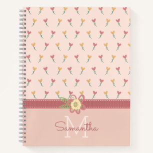 Cuaderno Corazón de flor de melocotón pastel femenino y pat
