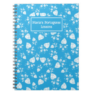 Cuaderno Corazón de flores azul