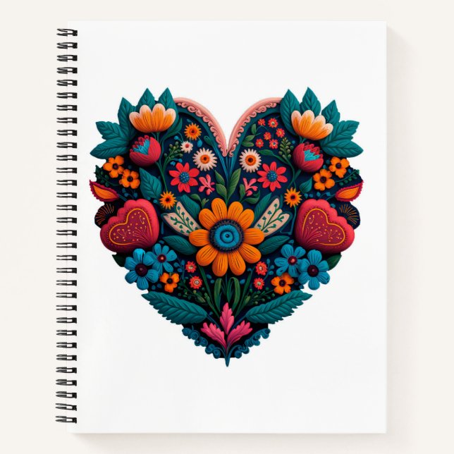 Cuaderno Corazón de flores inspirado en Ucrania (Anverso)