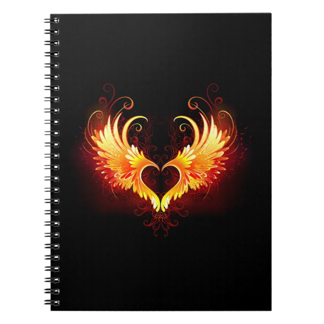 Cuaderno Corazón de Fuego Ángel con Alas (Frente)