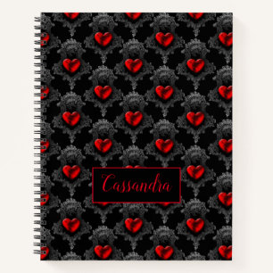 Cuaderno Corazón de Gótico rojo personalizado