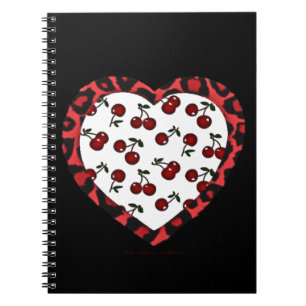 Cuaderno Corazón de impresión de leopardo de cerezas RAB Ro