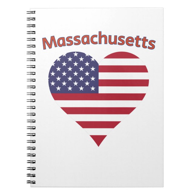 Cuaderno Corazón de la bandera estadounidense de Massachuse (Frente)