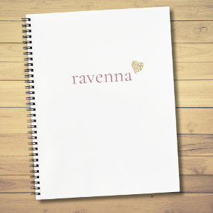 Cuaderno Corazón de leopardo dorado con nombre personalizad