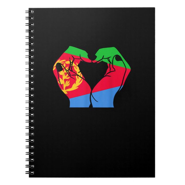 Cuaderno Corazón de manos con bandera eritrea (Frente)