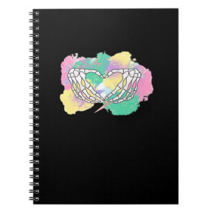 Cuaderno Corazón De Manos De Esqueleto Con Backgr De Color