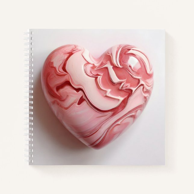 Cuaderno Corazón de mármol blanco rojo (Anverso)