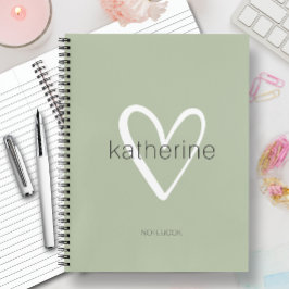 Cuaderno Corazón de moda en verde sabio