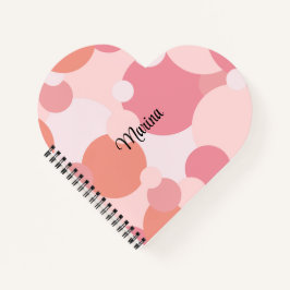 Cuaderno Corazón de moléculas rosa-naranja personalizado