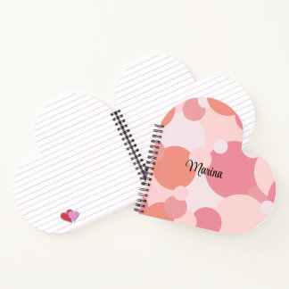 Cuaderno Corazón de moléculas rosa-naranja personalizado