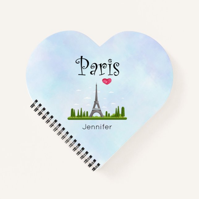 Cuaderno Corazón de París con la Torre Eiffel (Anverso)