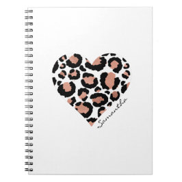 Cuaderno Corazón de patrón elegante de leopardo personaliza