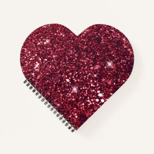 Cuaderno Corazón de Purpurina rojo romántico dulce