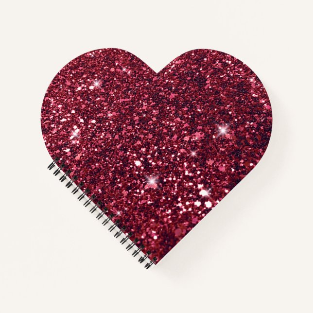 Cuaderno Corazón de Purpurina rojo romántico dulce (Anverso)