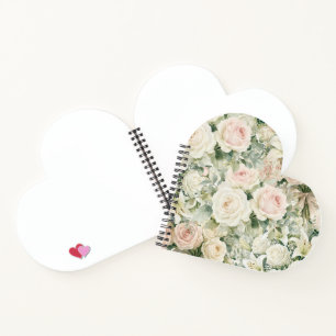 Cuaderno Corazón de rosa y lirio rosa acuarela vintage