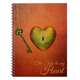Cuaderno Corazón dorado con clave
