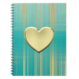 Cuaderno Corazón dorado sobre turquesa