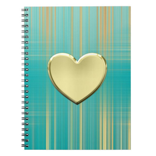 Cuaderno Corazón dorado sobre turquesa (Frente)