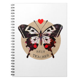 Cuaderno Corazón elegante de mariposa de época mejor profes