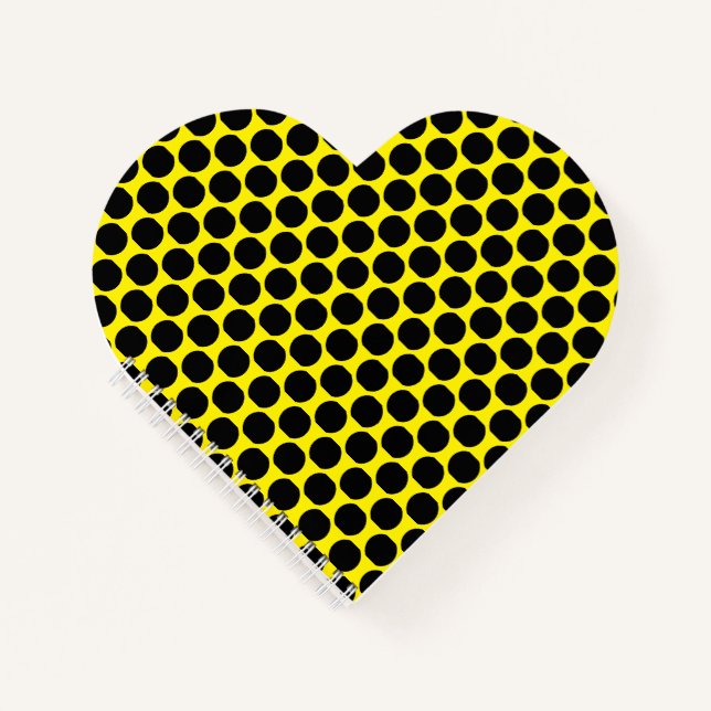 Cuaderno Corazón en forma de estilo amarillo brillante con  (Anverso)