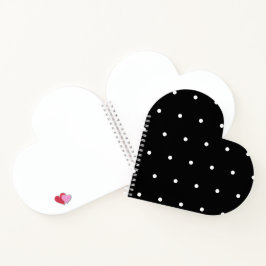 Cuaderno Corazón en forma de estilo negro sólido con punto