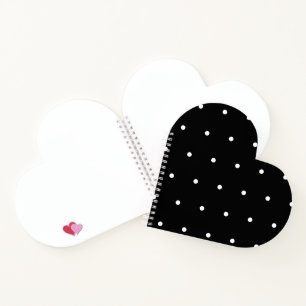 Cuaderno Corazón en forma de estilo negro sólido con punto 