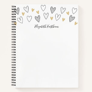 Cuaderno Corazón Femenino de Oro Negro Afeminado Escritura