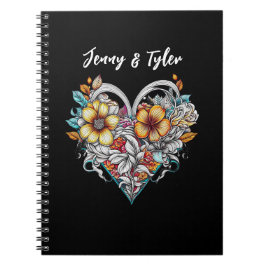 Cuaderno Corazón floral personalizado romántico