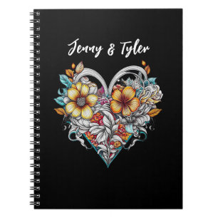 Cuaderno Corazón floral personalizado romántico