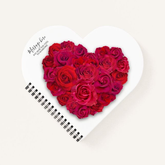 Cuaderno Corazón Floral Romántico de Rosa Roja con Texto Pe (Anverso)