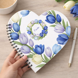 Cuaderno Corazón Floral Romántico de Tulipán con Acuarela A
