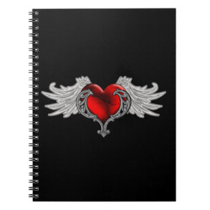Cuaderno Corazón gótico con alas de ángel