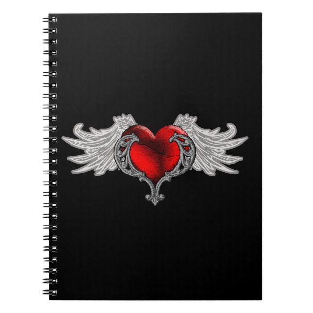 Cuaderno Corazón gótico con alas de ángel (Frente)