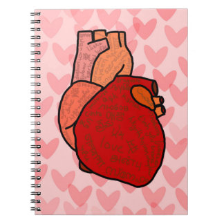 Cuaderno Corazón humano con amor en diferentes idiomas 