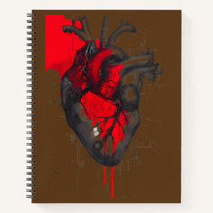 Cuaderno Corazón Humano Salpicado Rojo Único