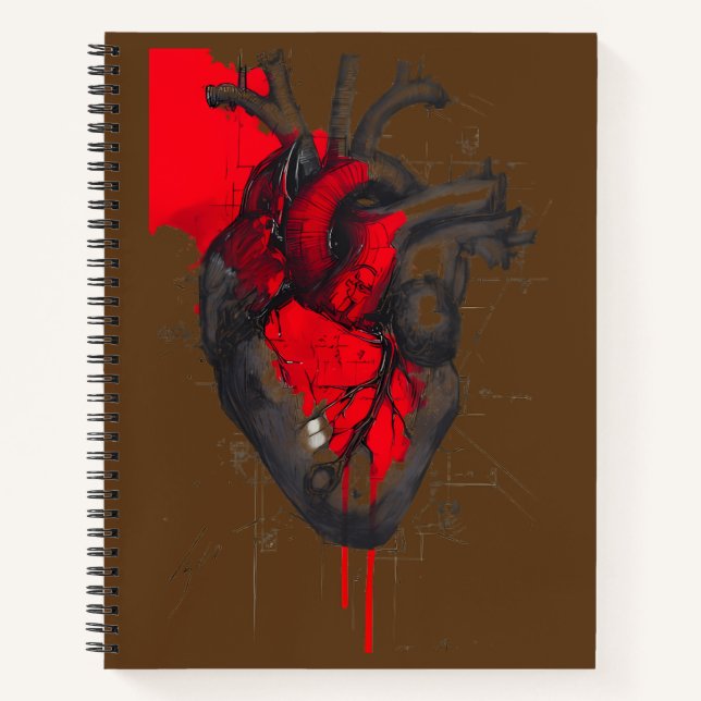 Cuaderno Corazón Humano Salpicado Rojo Único (Anverso)