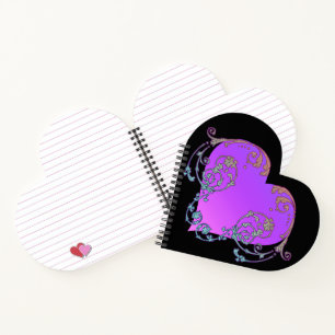 Cuaderno Corazón morado romántico elegante con sabor