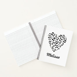 Cuaderno Corazón musical de amor personalizado grande
