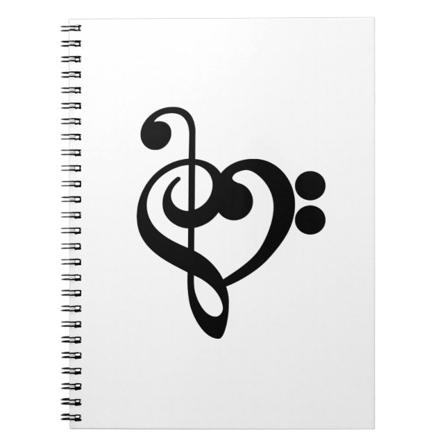 Cuaderno Corazón musical de música - Treble Bass Clef (Frente)