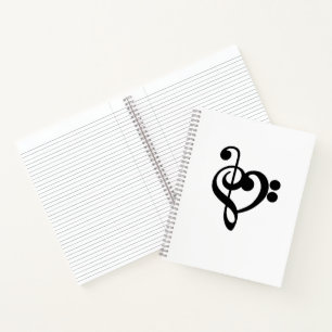 Cuaderno Corazón musical de música - Treble Bass Clef