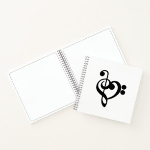 Cuaderno Corazón musical de música - Treble Bass Clef