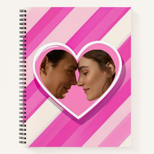 Cuaderno Corazón Negrita sobre Rayas Rosadas (Anverso)