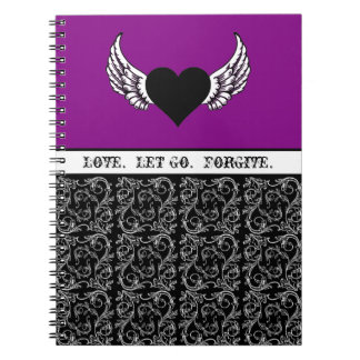 Cuaderno Corazón negro, alas blancas